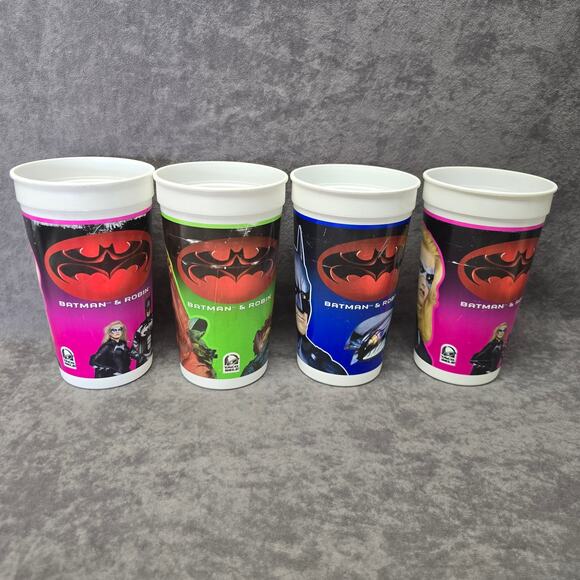 DC Comics Taco Bell Batman & Robin Movie Collectible Cups Batgirl Ivy 4 Cup Set - Picture 8 of 9